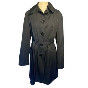 Michael Kors Black Long Classic Single Breasted Belted Trench Coat Size L